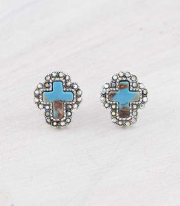 Western Turquoise Cross Earrings