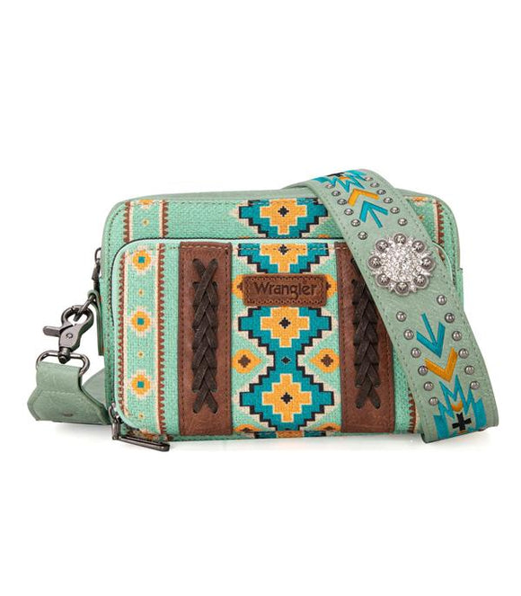 Mint Wrangler Aztec Crossbody Bag