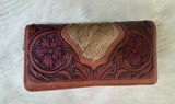 Tooled Leather & Cowhide Wallet