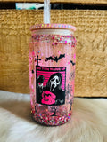 Call Me Snowglobe Glass Coffee Tumbler - Pink Glitter