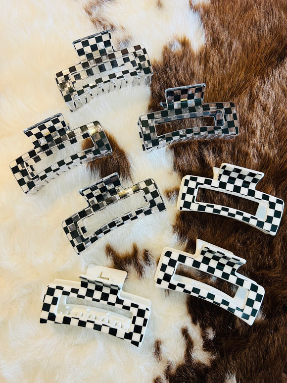 Checkered Hair Claw Clip