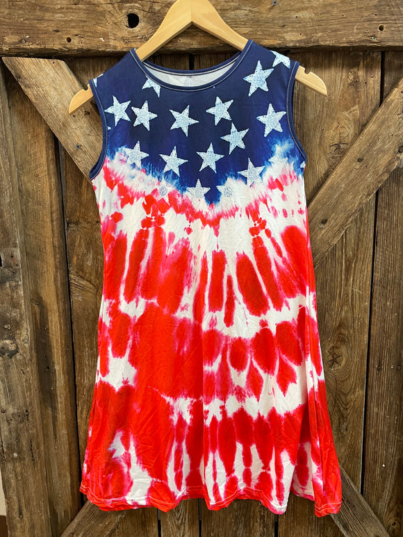 Red White and Blue Sleeveless Dress