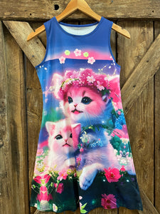 Kitten Pink and Blue Sleeveless Dress