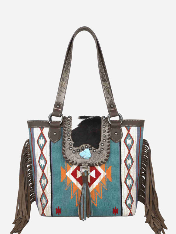 Montana West Concealed Carry Tote W/ Cowhide on Aztec