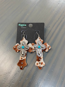 Cow cross earrings